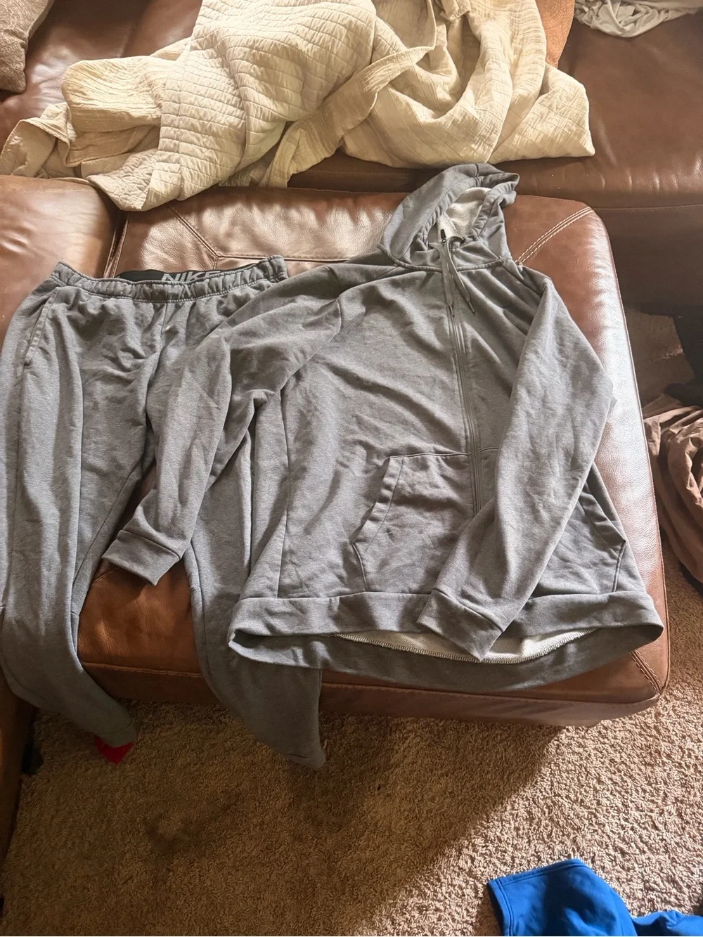 Nike Gray Hooded Sweatshirt and Joggers Set